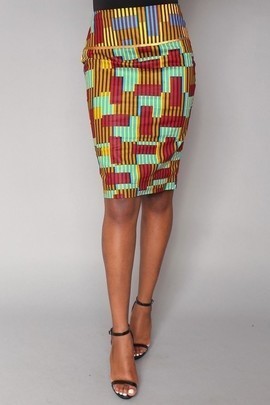 Ofii adensecret ankara madi skirt / green
