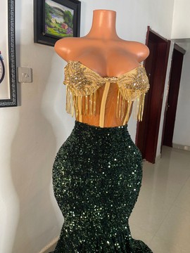 Emerald Green Dangling Corset dress