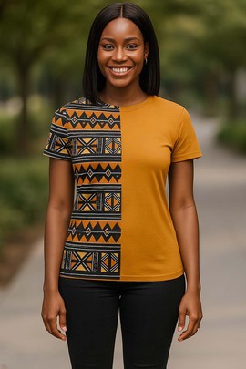 T-shirt femme à imprimé tribal africain mixte, au style inspiré