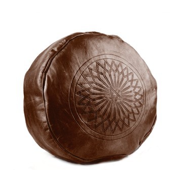 Grand pouf en vrai cuir Naturel bleu