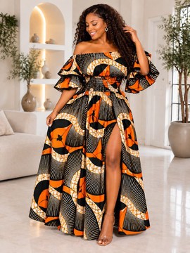 Robe maxi africaine avec manches à volants, mode Ankara de luxe, robe de cérémonie élégante