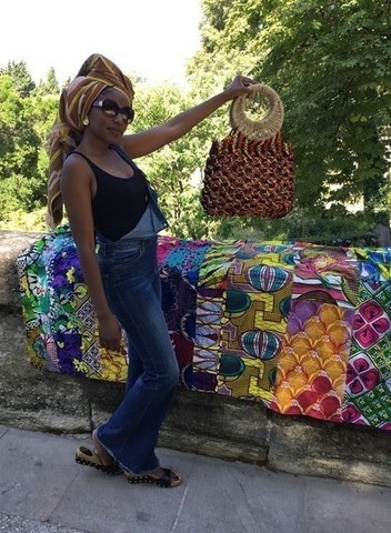 Macramé and raffia bag