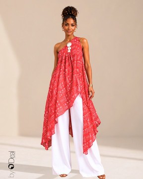 Tunique asymétrique oversize en mousseline