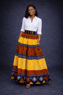 jupe taille haute en wax