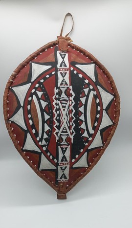 Handmade African Maasai Shield, Decorative Wall Art, Traditional Leather Shield