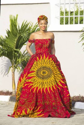 Red African Print Maxi Dress