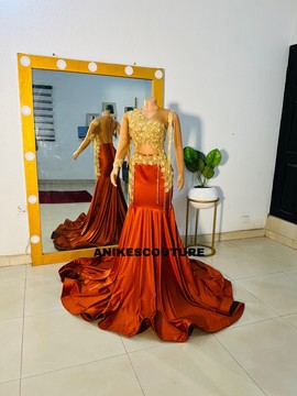 Burnt orange prom dress, African clothing for women, prom dress
