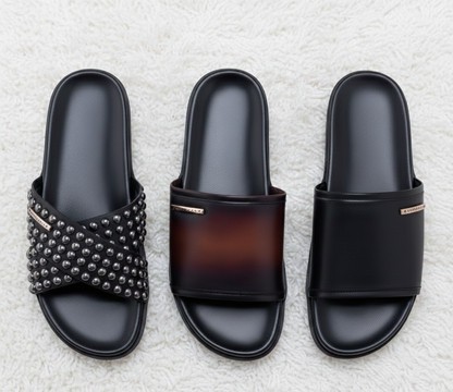Stylish Black Slide Sandals – Studded, Gradient, and Minimalist Designs