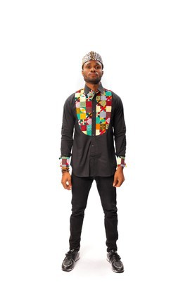 African Print Kente Mix Long Sleeve Shirt, Wax Print Kente Shirt, Ankara Shirt, Ankara Mens Fashion