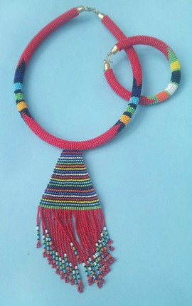 Necklace with matching bracelet/Zulu necklaces/ maasai necklace/ African chain