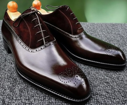 Men's High-Shine Brown Patent Leather Oxford Dress Shoes