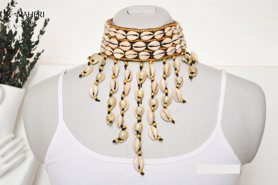 African jewelry cowrie shell choker necklace