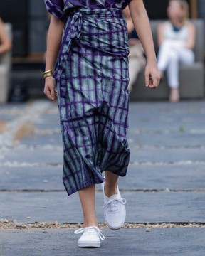 Purple Check Wrap Skirt