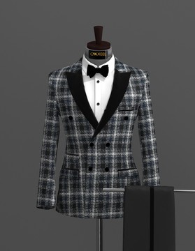 white-black check double breasted tweed suit........................best seller