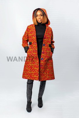 African Print Long hooded Coat, African Wax Long Coat, Ankara Hooded Jacket
