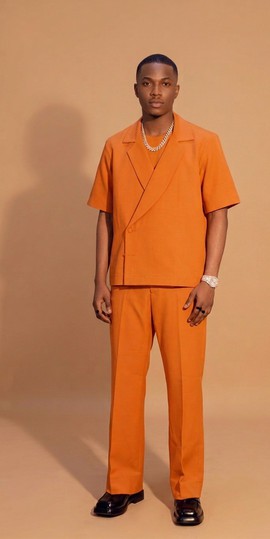 Ensemble kaftan mandarine à manches courtes et à double boutonnage pour les réunions décontractées, les événements sociaux, etc.