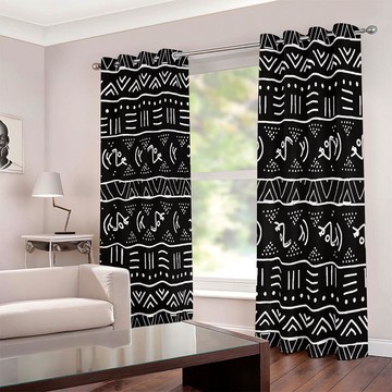African Tribal Curtains | Ethnic Print Eyelet Grommet Style (Two-Piece)(LARGER SIZES AVAILABLE)