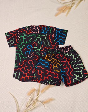 AJ ensemble en wax africain - Chemise et Short en tissu wax