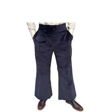 Blue Corduroy Pants, Blue Wide Leg Corduroy Pants, Wide Leg Pants