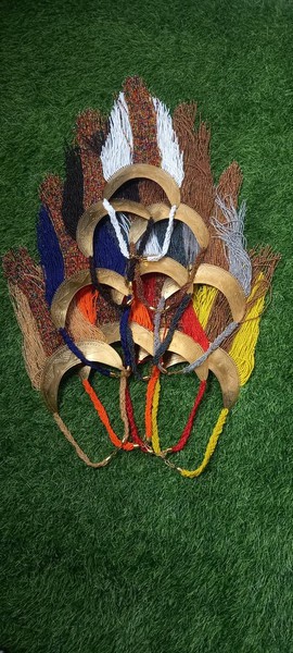 10 Collier traditionnel africain en laiton en forme de croissant – Pendentif imposant à franges perlées