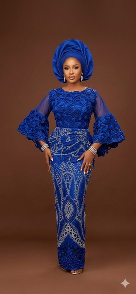 Regal Royal Blue Embellished Gown
