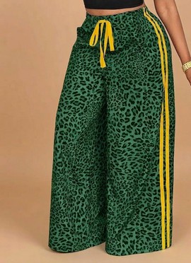 Emerald Jungle Sport-Chic Palazzos Tousers
