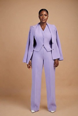 Chic Lilac Three-Piece Tailored Suit Set