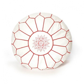 Pouf en vrai cuir naturel Blanc pour salon
