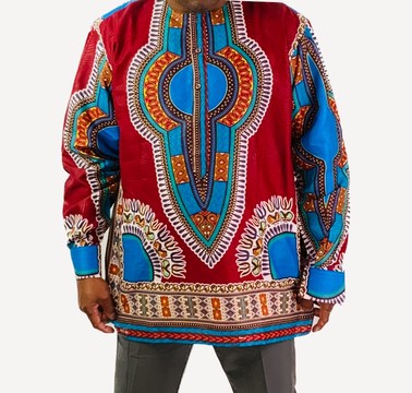 Chemise boutonnée à col multicolore à imprimé tribal Ankara pour hommes