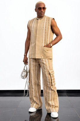 Ensemble de luxe Aso-Oke deux pièces pour homme – fait main