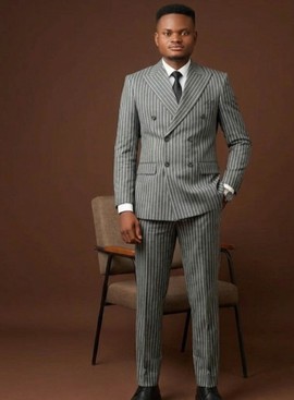 Gray Pinstripe Double-Breasted Suit