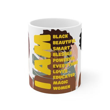 I Am Beautiful I Am Black Affirmation Mug | Black Woman Inspirational Coffee Cup