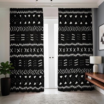 Traditional Black and White Blackout Curtains (Two-Piece) LARGER SIZES AVAILABLE