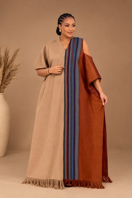 Robe maxi boubou africaine de luxe à rayures multicolores