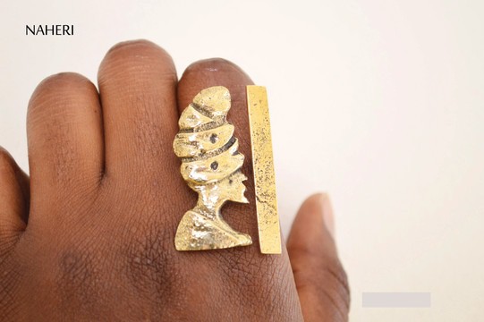 African tribal adjustable brass ring