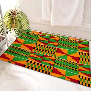Kente Colorful Bath Mat Afro Rectangle Bathroom Rug (LARGER SIZES AVAILABLE)
