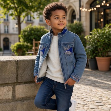 Veste jean wax fourrée garçon (4-14 ans )