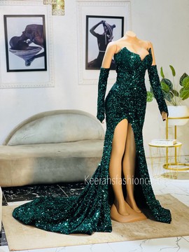 Long  sequin dress with slit, prom dresses , sequin dresses, evening gowns