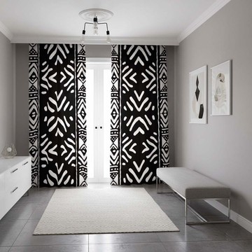 Artistic Tribal Black and White Blackout Curtains (Two-Piece) LARGER SIZES AVAILABLE