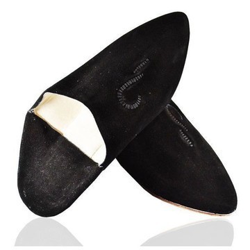 Handmade original leather suede slipper black