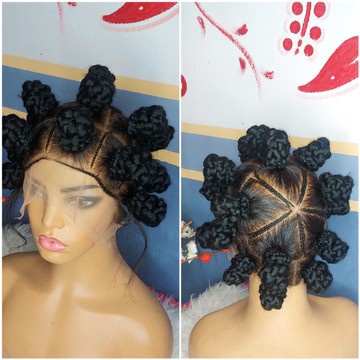 Braided wigBantu knotslocs wig  lace front  wig faux locks dreadlocks wig goddess locks wig