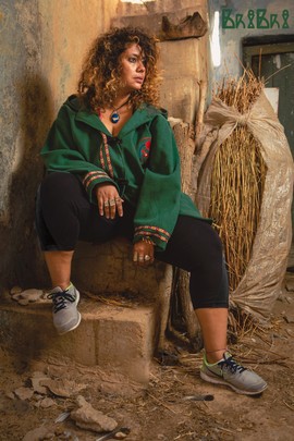 Unisex Green Embroidered Berber Coat, Green Amazigh Berber Jacket, Handmade Boho Clothing