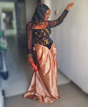 Naya Luxury Woman Sequin Velvet and Satin Long Dress For Weddings/Special occasions