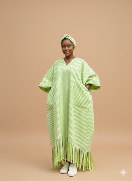 Lime Tassel Kaftan