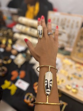 Bronze &amp; bone cuff bracelet “Rwanda”