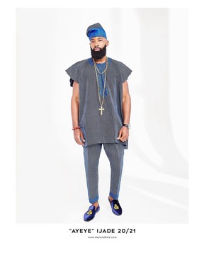 Chapeau bleu marine Aso Oke Dashiki &amp; Yoruba tissé à la main