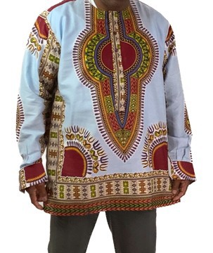 Chemise boutonnée à col multicolore à imprimé tribal Ankara pour hommes