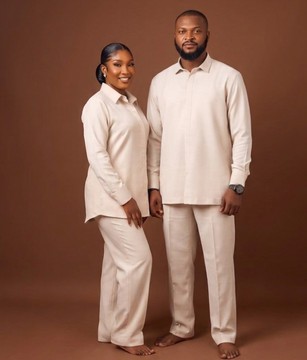 Cream Dashiki Couple Lounge Set