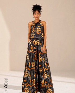 Magnifique Ensemble pantalon large et son halter top assorti