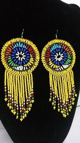 African Beaded Tassel earrings, Fringe earrings, Elegant earrings, Colorful earrings, Boho earrings